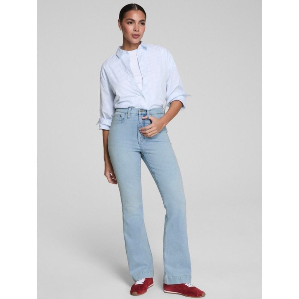 SPANX Redefine Flare Jeans High Rise Tummy Control Stretch Light Wash - Size 18